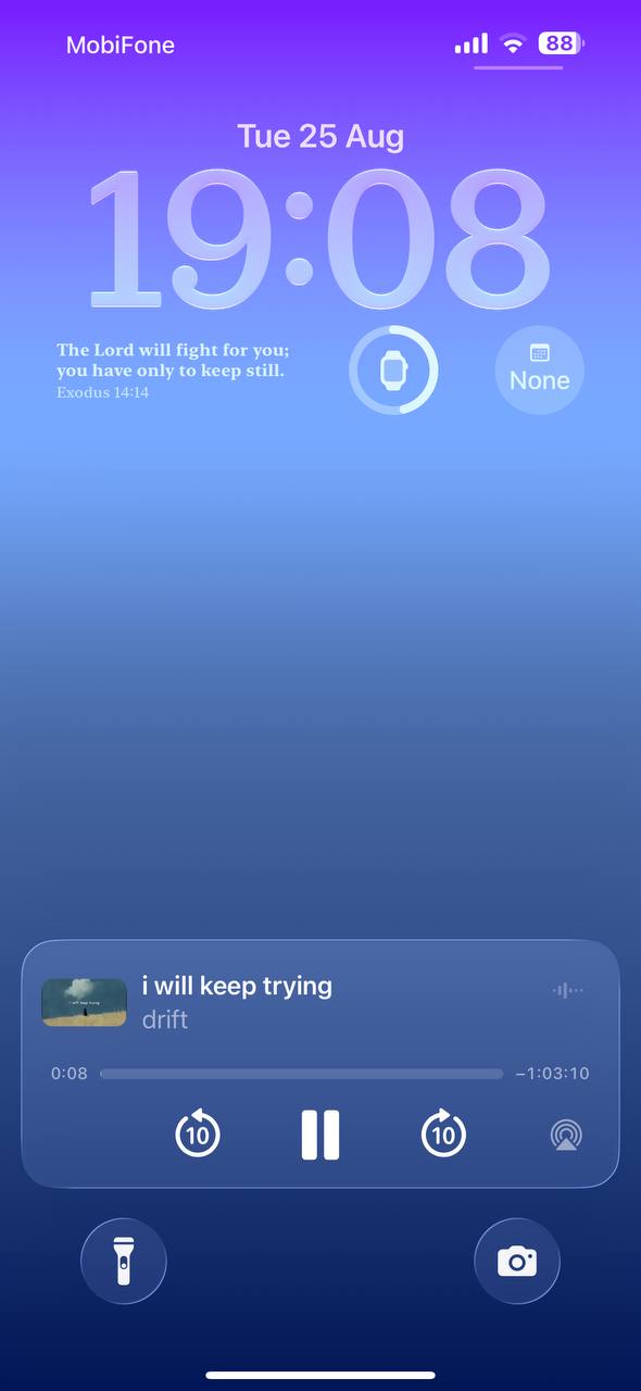 An iPhone lock screen showing a YouTube video continuing to play from Lume Flow