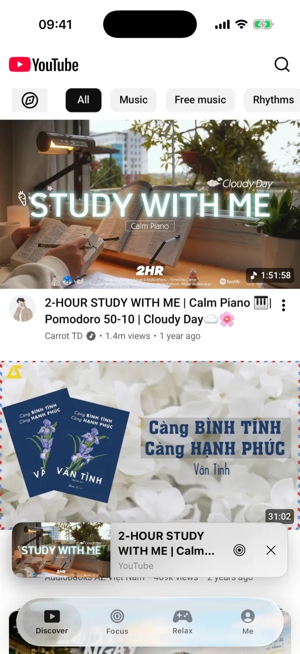 Discovering study videos with an active player in Lume Flow