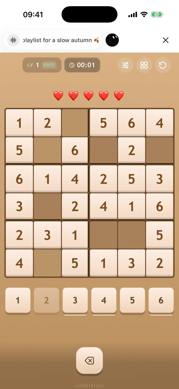 A Sudoku game being played inside Lume Flow